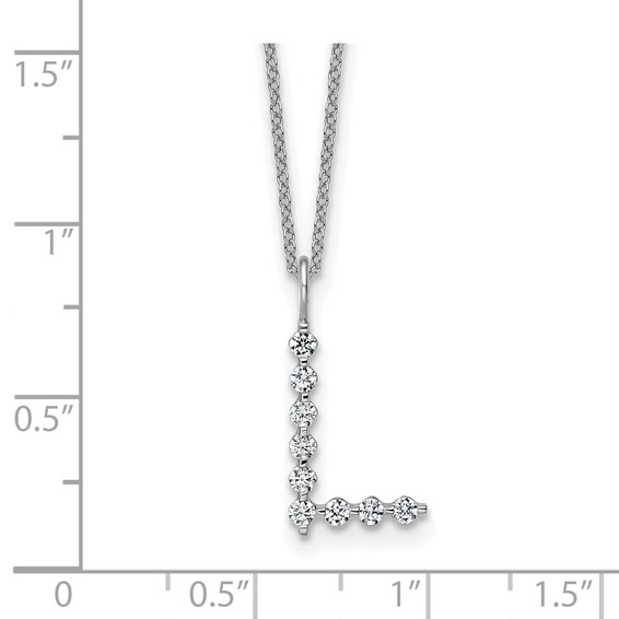 True Origin 14K White Gold 1/3 carat Lab Grown Diamond VS+ F+ Complete Alphabet L Pendant Necklace