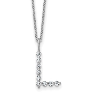 True Origin 14K White Gold 1/3 carat Lab Grown Diamond VS+ F+ Complete Alphabet L Pendant Necklace