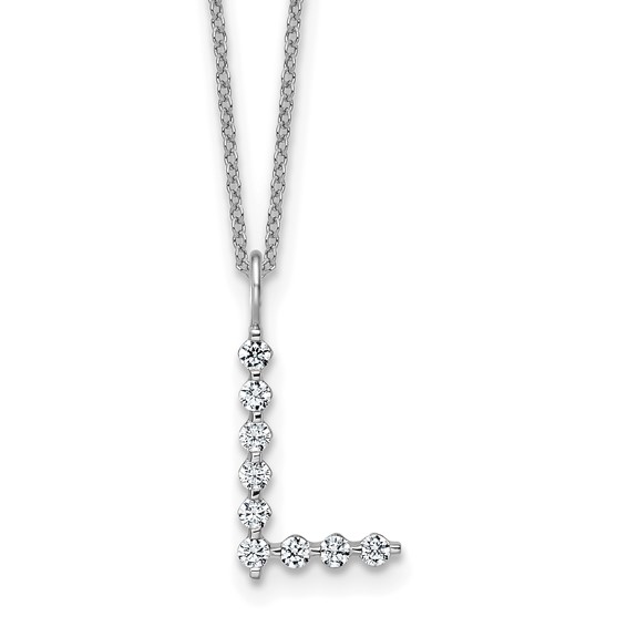 True Origin 14K White Gold 1/3 carat Lab Grown Diamond VS+ F+ Complete Alphabet L Pendant Necklace