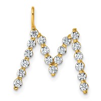 True Origin 14K Yellow Gold 0.62 Carat Lab Grown Diamond VS+ F+ Complete Alphabet M Pendant view 1