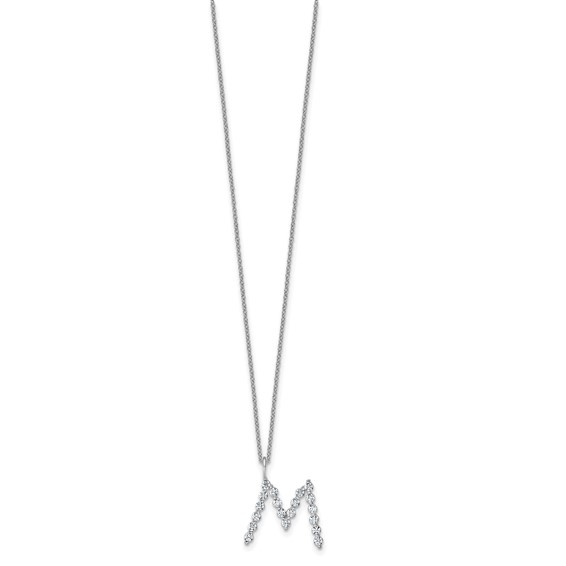 True Origin 14K White Gold 5/8 carat Lab Grown Diamond VS+ F+ Complete Alphabet M Pendant Necklace