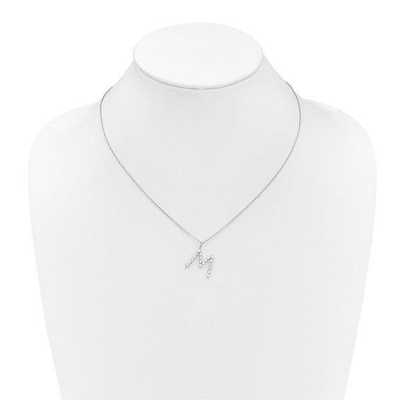 True Origin 14K White Gold 5/8 carat Lab Grown Diamond VS+ F+ Complete Alphabet M Pendant Necklace