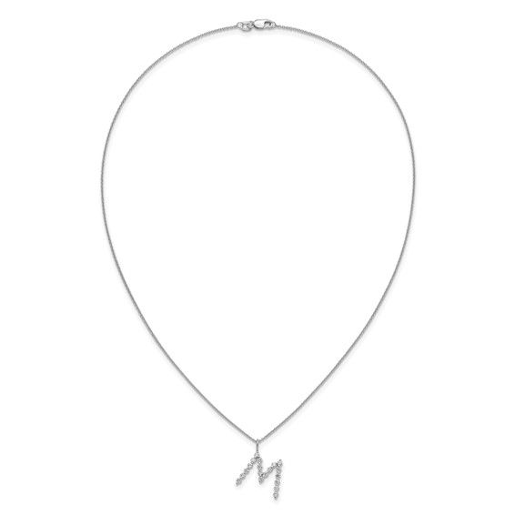 True Origin 14K White Gold 5/8 carat Lab Grown Diamond VS+ F+ Complete Alphabet M Pendant Necklace
