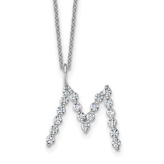 True Origin 14K White Gold 5/8 carat Lab Grown Diamond VS+ F+ Complete Alphabet M Pendant Necklace