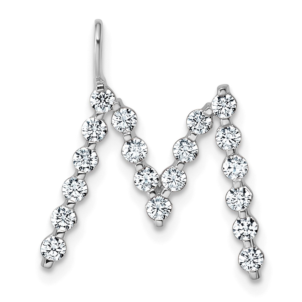 True Origin 14K White Gold 0.62 Carat Lab Grown Diamond VS+ F+ Complete Alphabet M Pendant