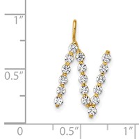 True Origin 14K Yellow Gold 0.62 Carat Lab Grown Diamond VS+ F+ Complete Alphabet N Pendant view 4