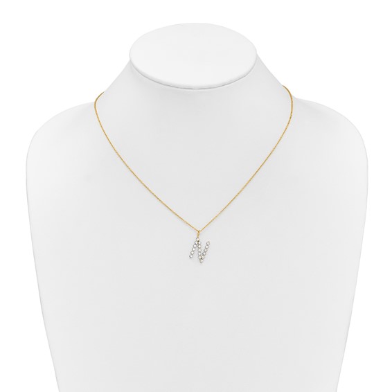 True Origin 14K Yellow Gold 5/8 carat Lab Grown Diamond VS+ F+ Complete Alphabet N Pendant Necklace