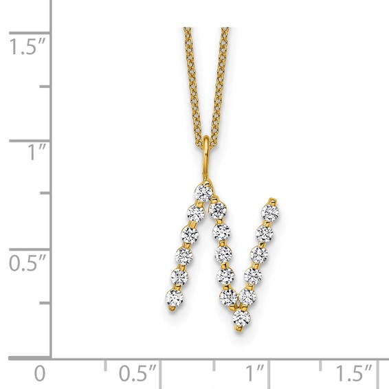 True Origin 14K Yellow Gold 5/8 carat Lab Grown Diamond VS+ F+ Complete Alphabet N Pendant Necklace