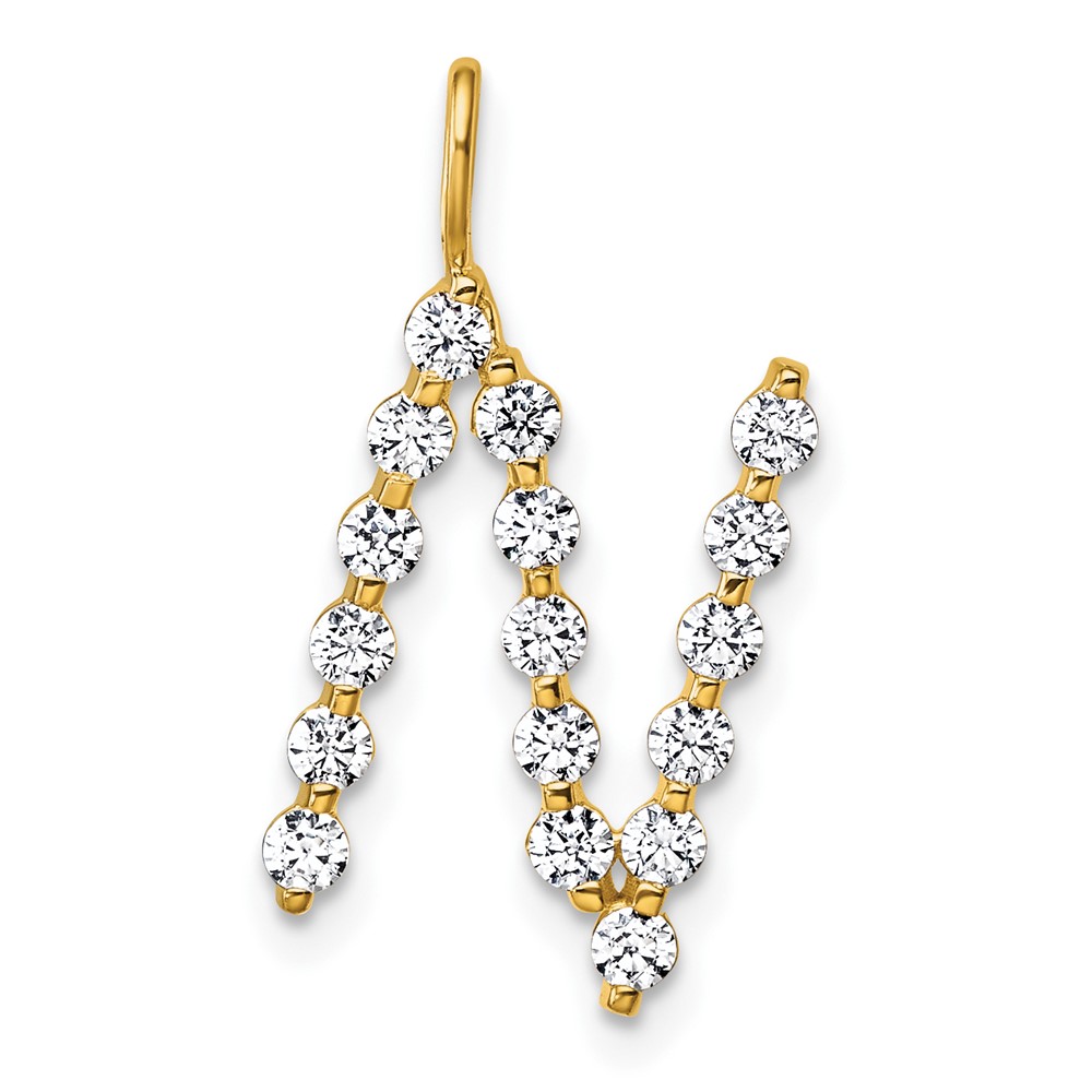 True Origin 14K Yellow Gold 0.62 Carat Lab Grown Diamond VS+ F+ Complete Alphabet N Pendant