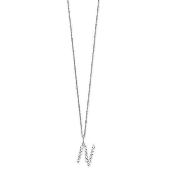 True Origin 14K White Gold 5/8 carat Lab Grown Diamond VS+ F+ Complete Alphabet N Pendant Necklace