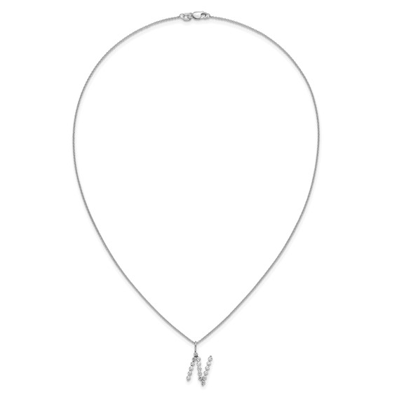 True Origin 14K White Gold 5/8 carat Lab Grown Diamond VS+ F+ Complete Alphabet N Pendant Necklace