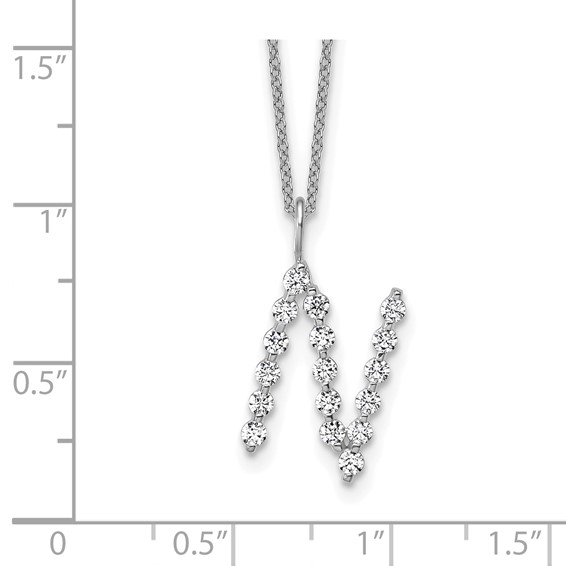 True Origin 14K White Gold 5/8 carat Lab Grown Diamond VS+ F+ Complete Alphabet N Pendant Necklace