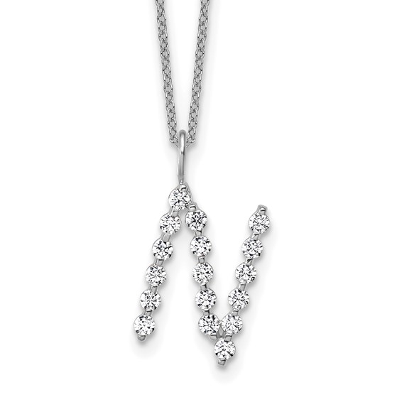 True Origin 14K White Gold 5/8 carat Lab Grown Diamond VS+ F+ Complete Alphabet N Pendant Necklace