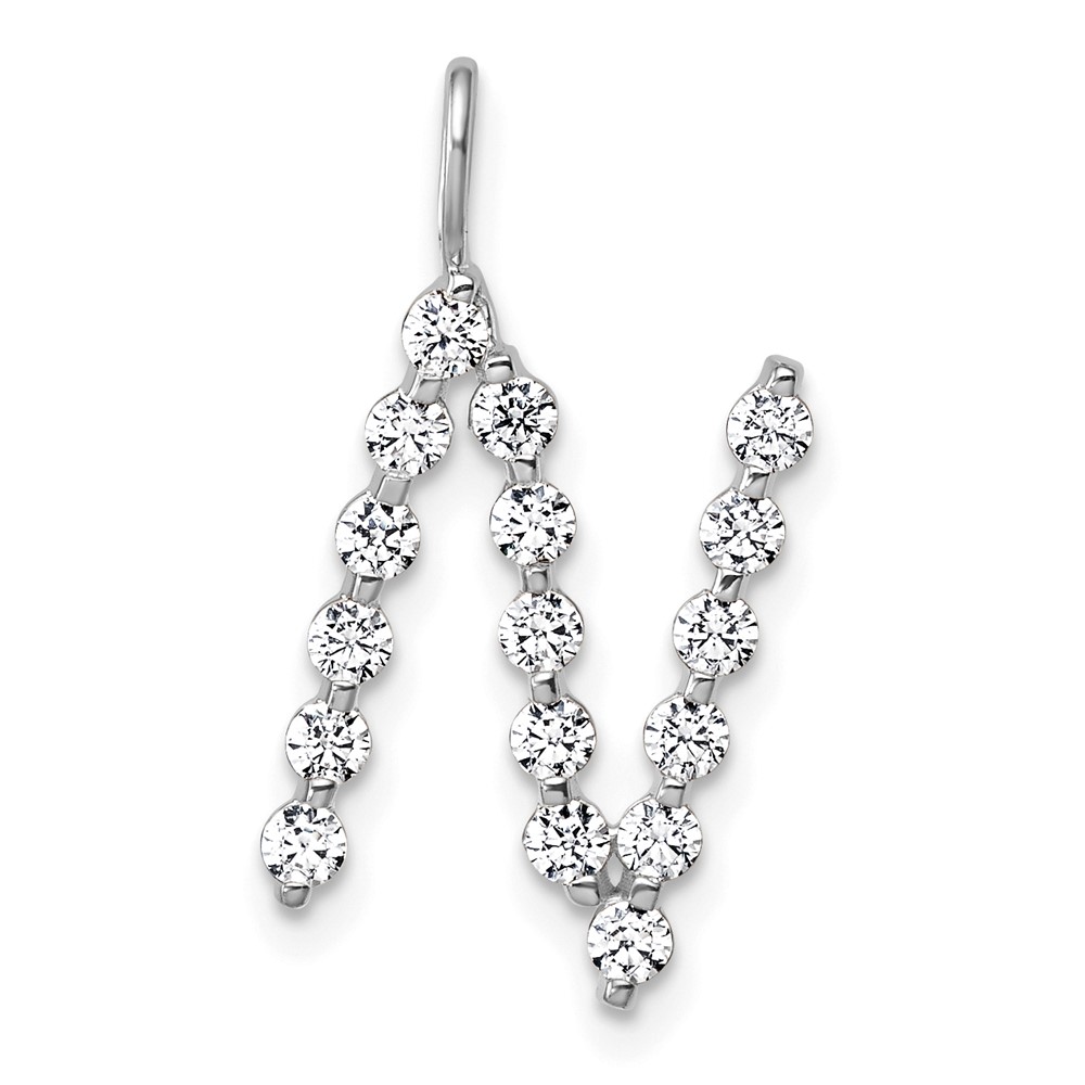True Origin 14K White Gold 0.62 Carat Lab Grown Diamond VS+ F+ Complete Alphabet N Pendant