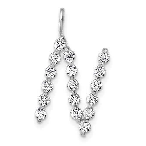 True Origin 14K White Gold 0.62 Carat Lab Grown Diamond VS+ F+ Complete Alphabet N Pendant