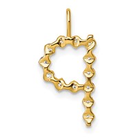 True Origin 14K Yellow Gold 0.38 Carat Lab Grown Diamond VS+ F+ Complete Alphabet P Pendant view 3