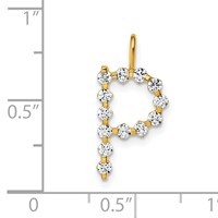 True Origin 14K Yellow Gold 0.38 Carat Lab Grown Diamond VS+ F+ Complete Alphabet P Pendant view 4