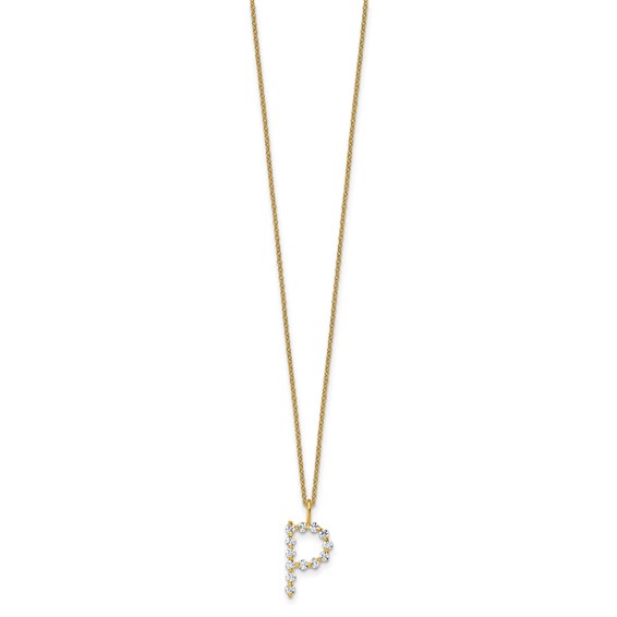 True Origin 14K Yellow Gold 3/8 carat Lab Grown Diamond VS+ F+ Complete Alphabet P Pendant Necklace