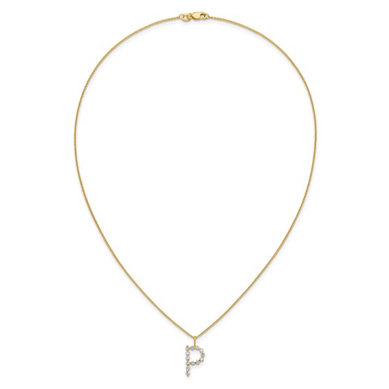 True Origin 14K Yellow Gold 3/8 carat Lab Grown Diamond VS+ F+ Complete Alphabet P Pendant Necklace