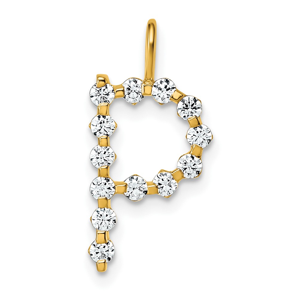 True Origin 14K Yellow Gold 0.38 Carat Lab Grown Diamond VS+ F+ Complete Alphabet P Pendant