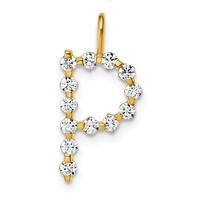 True Origin 14K Yellow Gold 0.38 Carat Lab Grown Diamond VS+ F+ Complete Alphabet P Pendant view 1
