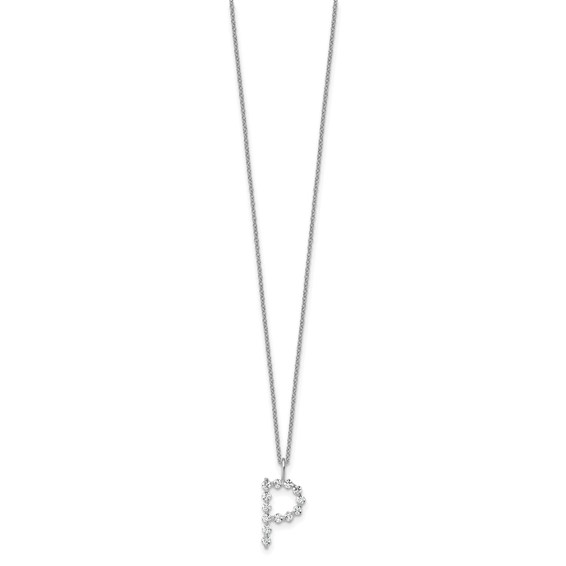 True Origin 14K White Gold 3/8 carat Lab Grown Diamond VS+ F+ Complete Alphabet P Pendant Necklace