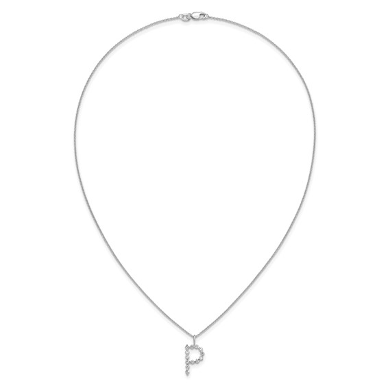 True Origin 14K White Gold 3/8 carat Lab Grown Diamond VS+ F+ Complete Alphabet P Pendant Necklace