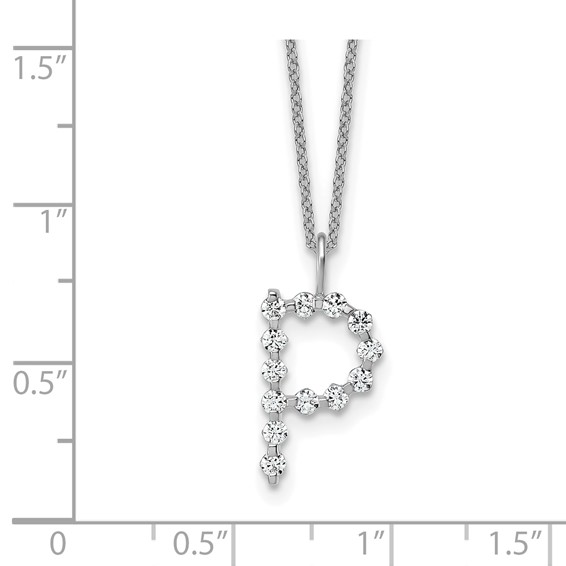 True Origin 14K White Gold 3/8 carat Lab Grown Diamond VS+ F+ Complete Alphabet P Pendant Necklace