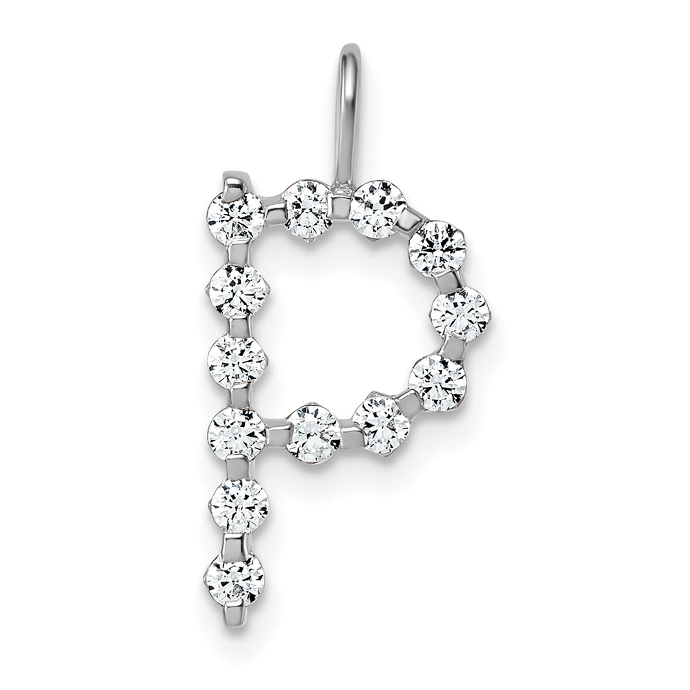 True Origin 14K White Gold 0.38 Carat Lab Grown Diamond VS+ F+ Complete Alphabet P Pendant