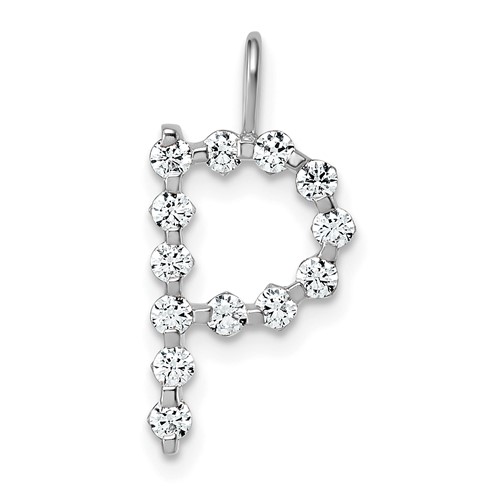 True Origin 14K White Gold 0.38 Carat Lab Grown Diamond VS+ F+ Complete Alphabet P Pendant