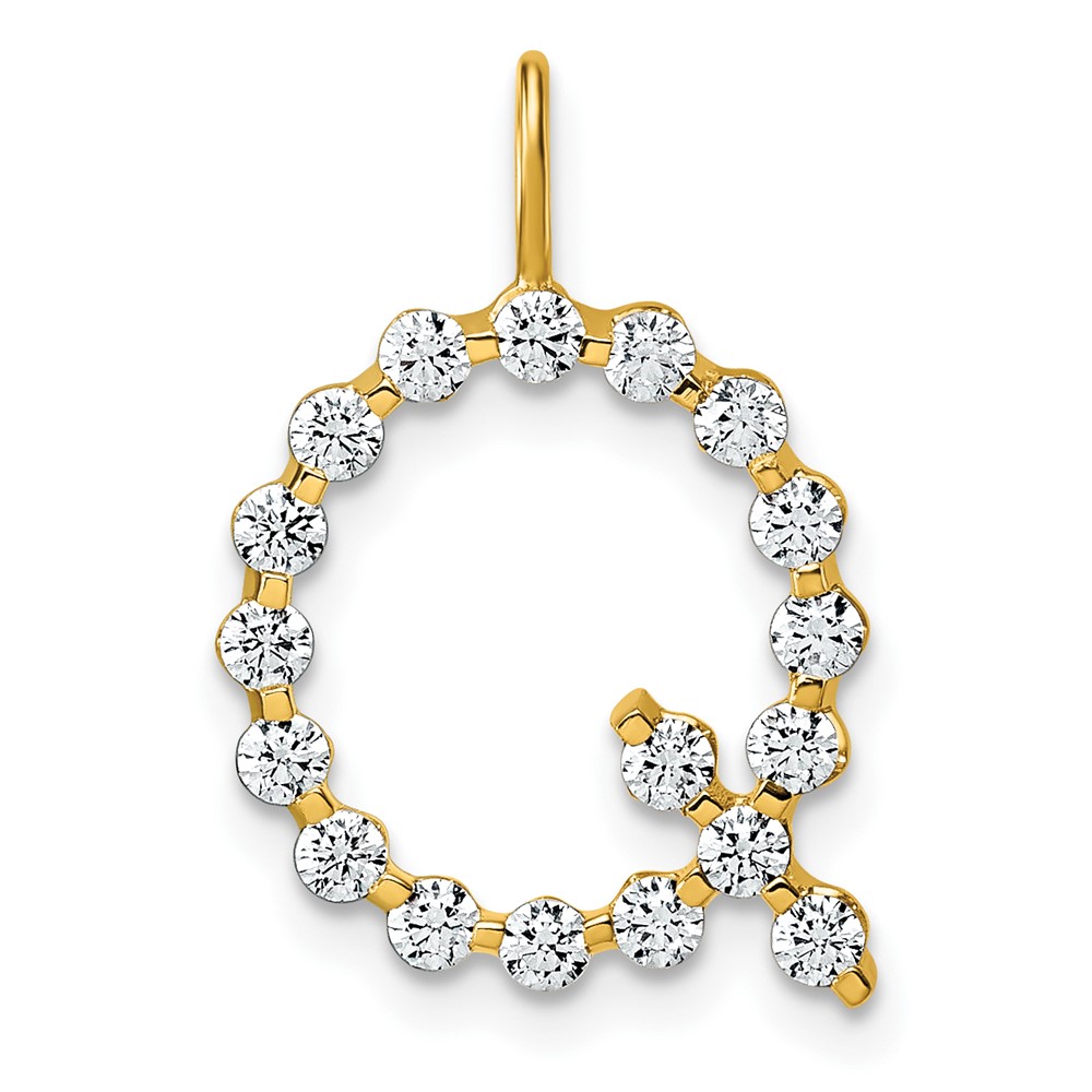 True Origin 14K Yellow Gold 0.62 Carat Lab Grown Diamond VS+ F+ Complete Alphabet Q Pendant