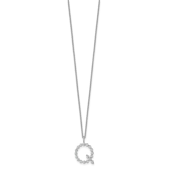 True Origin 14K White Gold 5/8 carat Lab Grown Diamond VS+ F+ Complete Alphabet Q Pendant Necklace