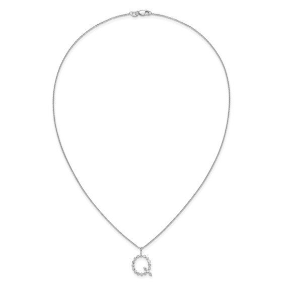 True Origin 14K White Gold 5/8 carat Lab Grown Diamond VS+ F+ Complete Alphabet Q Pendant Necklace