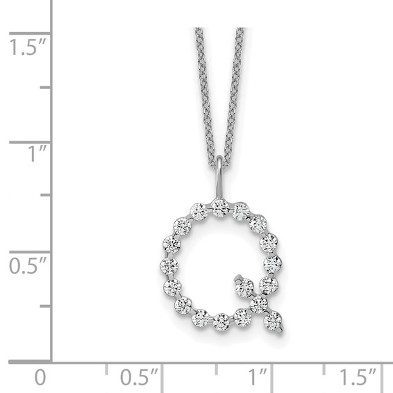 True Origin 14K White Gold 5/8 carat Lab Grown Diamond VS+ F+ Complete Alphabet Q Pendant Necklace