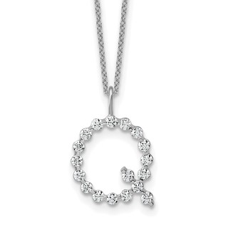 True Origin 14K White Gold 5/8 carat Lab Grown Diamond VS+ F+ Complete Alphabet Q Pendant Necklace