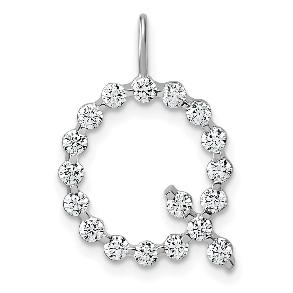 True Origin 14K White Gold 0.62 Carat Lab Grown Diamond VS+ F+ Complete Alphabet Q Pendant