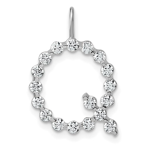 True Origin 14K White Gold 0.62 Carat Lab Grown Diamond VS+ F+ Complete Alphabet Q Pendant