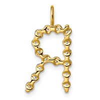 True Origin 14K Yellow Gold 0.50 Carat Lab Grown Diamond VS+ F+ Complete Alphabet R Pendant view 3