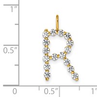 True Origin 14K Yellow Gold 0.50 Carat Lab Grown Diamond VS+ F+ Complete Alphabet R Pendant view 4