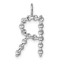 True Origin 14K White Gold 0.50 Carat Lab Grown Diamond VS+ F+ Complete Alphabet R Pendant view 3