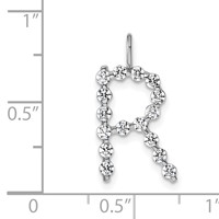 True Origin 14K White Gold 0.50 Carat Lab Grown Diamond VS+ F+ Complete Alphabet R Pendant view 4