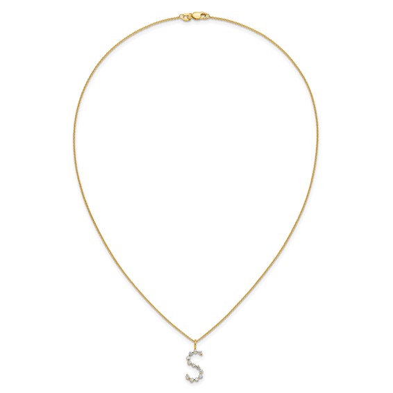 True Origin 14K Yellow Gold 1/2 carat Lab Grown Diamond VS+ F+ Complete Alphabet S Pendant Necklace