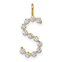 True Origin 14K Yellow Gold 0.50 Carat Lab Grown Diamond VS+ F+ Complete Alphabet S Pendant view 1