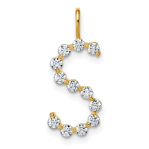 True Origin 14K Yellow Gold 0.50 Carat Lab Grown Diamond VS+ F+ Complete Alphabet S Pendant