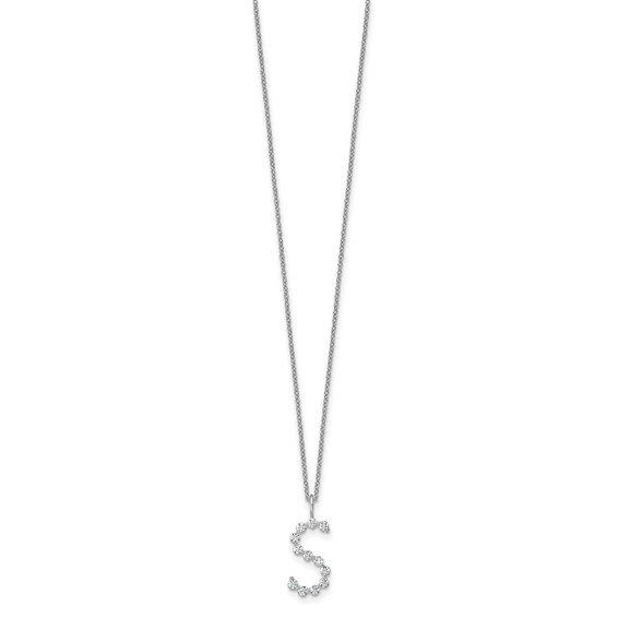 True Origin 14K White Gold 1/2 carat Lab Grown Diamond VS+ F+ Complete Alphabet S Pendant Necklace