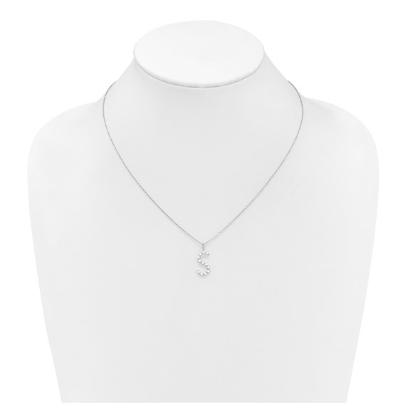 True Origin 14K White Gold 1/2 carat Lab Grown Diamond VS+ F+ Complete Alphabet S Pendant Necklace