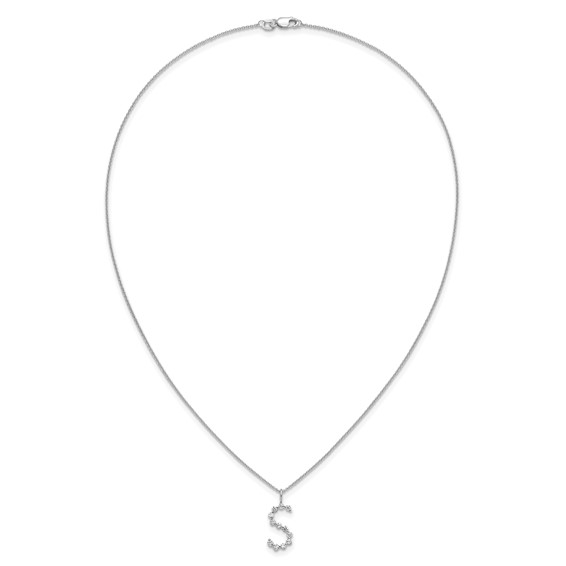 True Origin 14K White Gold 1/2 carat Lab Grown Diamond VS+ F+ Complete Alphabet S Pendant Necklace
