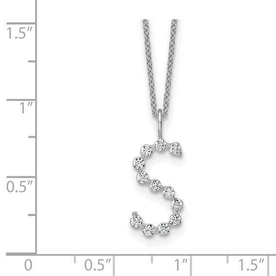 True Origin 14K White Gold 1/2 carat Lab Grown Diamond VS+ F+ Complete Alphabet S Pendant Necklace