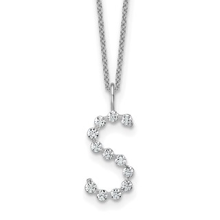 True Origin 14K White Gold 1/2 carat Lab Grown Diamond VS+ F+ Complete Alphabet S Pendant Necklace