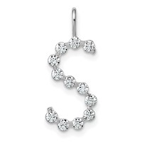 True Origin 14K White Gold 0.50 Carat Lab Grown Diamond VS+ F+ Complete Alphabet S Pendant view 1